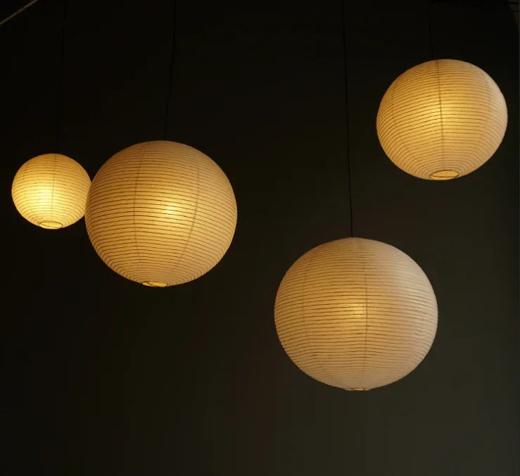 Noguchi-Style Pendant Light Akari 55A Washi Paper Lantern Ceiling Lamp - Captainsbamboo
