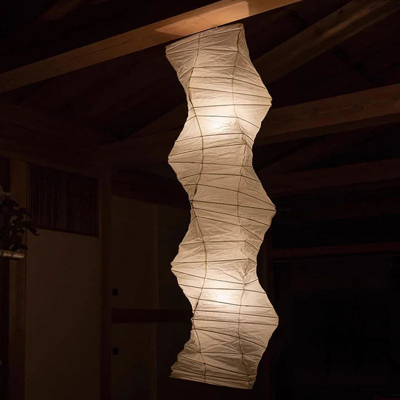 Fluid Sculpture Noguchi Style Akari Paper Ceiling Lamp 33N - Captainsbamboo