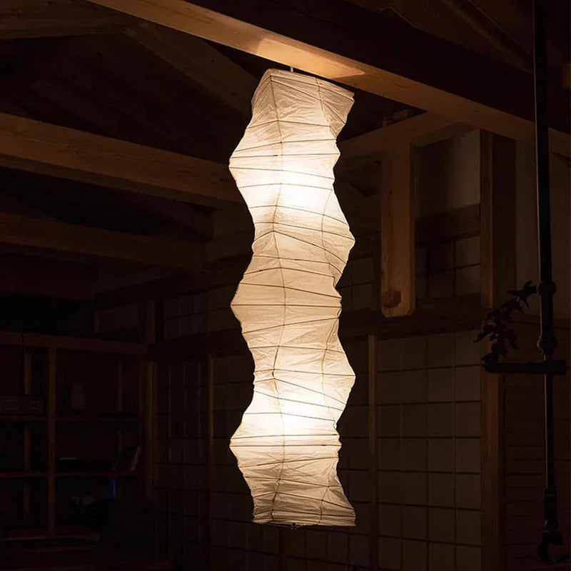 Fluid Sculpture Noguchi Style Akari Paper Ceiling Lamp 33N - Captainsbamboo