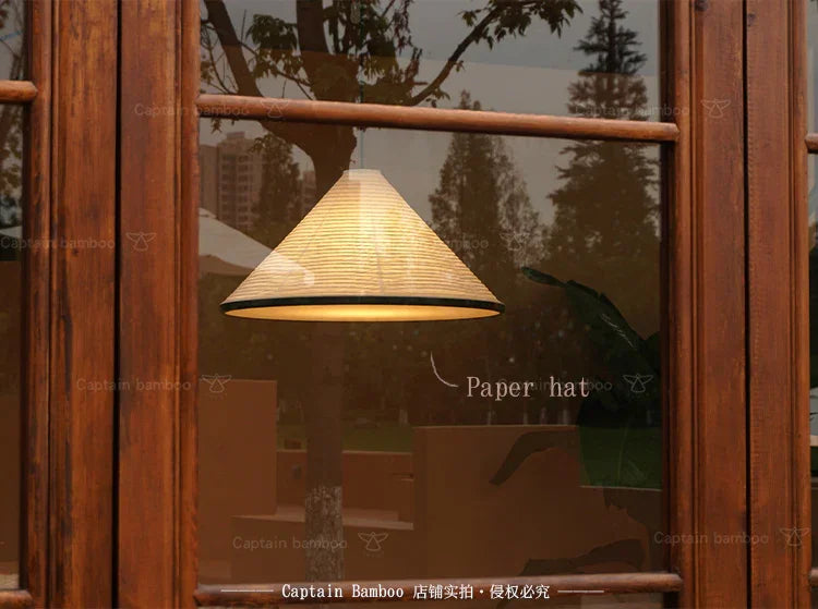 Washi Paper Hat Pendant Lamp — Handcrafted Washi Pendant Lighting