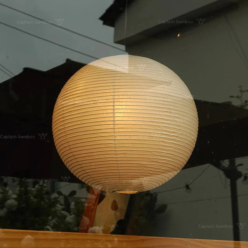 Noguchi-Style Pendant Light Akari 55A Washi Paper Lantern Ceiling Lamp - Captainsbamboo