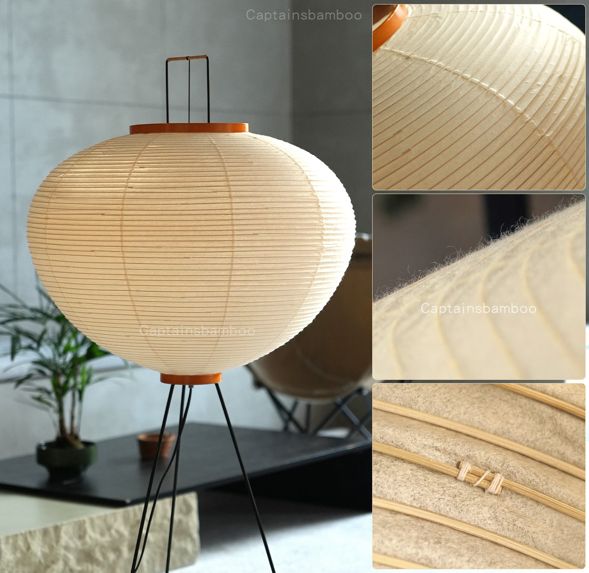 NOGUCHI AKARI 10A Floor Lamp — Large Washi Light Sculpture