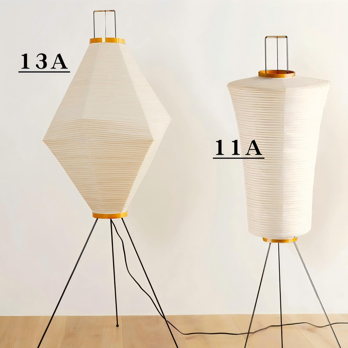 Noguchi Inspired Akari 13A Floor Lamp | Wide Washi Paper Light – Japandi Accent