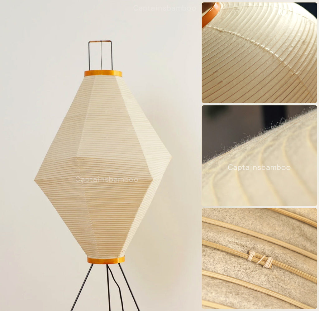 Noguchi Inspired Akari 13A Floor Lamp | Wide Washi Paper Light – Japandi Accent