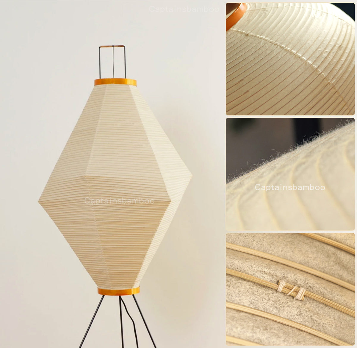 Noguchi Inspired Akari 13A Floor Lamp | Wide Washi Paper Light – Japandi Accent