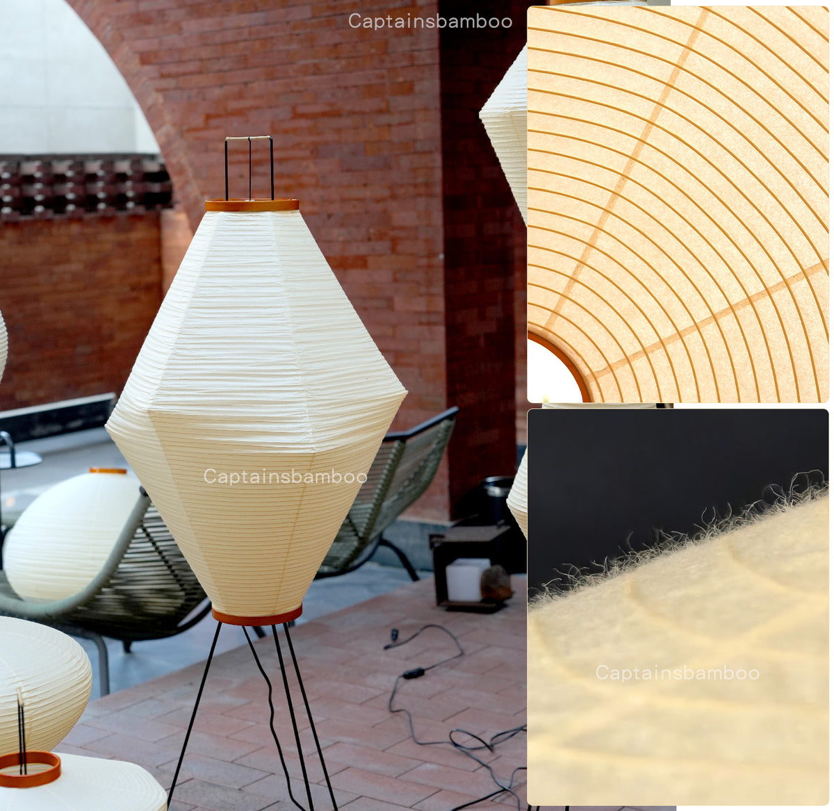 Noguchi Inspired Akari 13A Floor Lamp | Wide Washi Paper Light – Japandi Accent