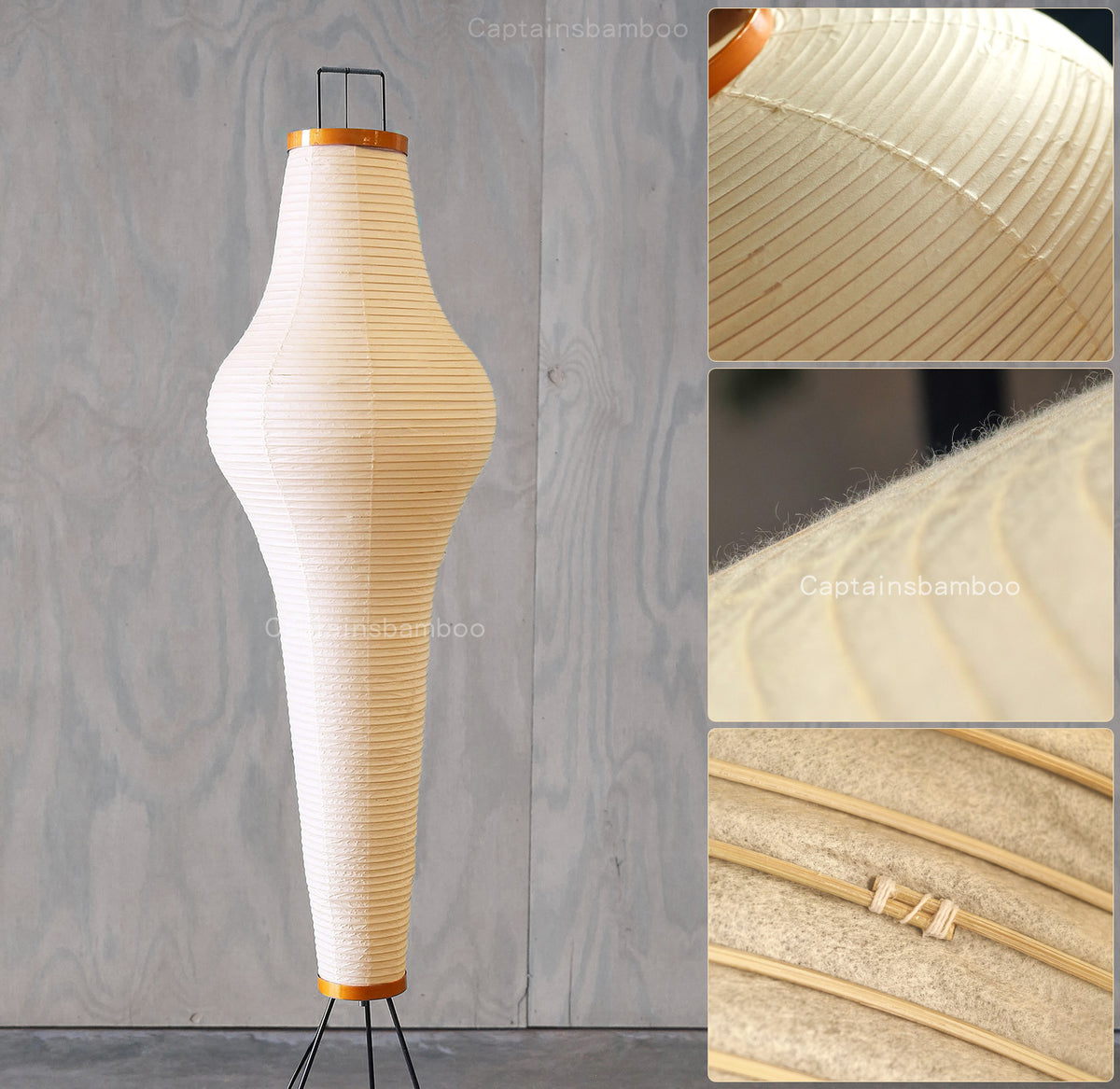 Noguchi Style Akari 14A Floor Lamp-Large Washi Light Sculpture