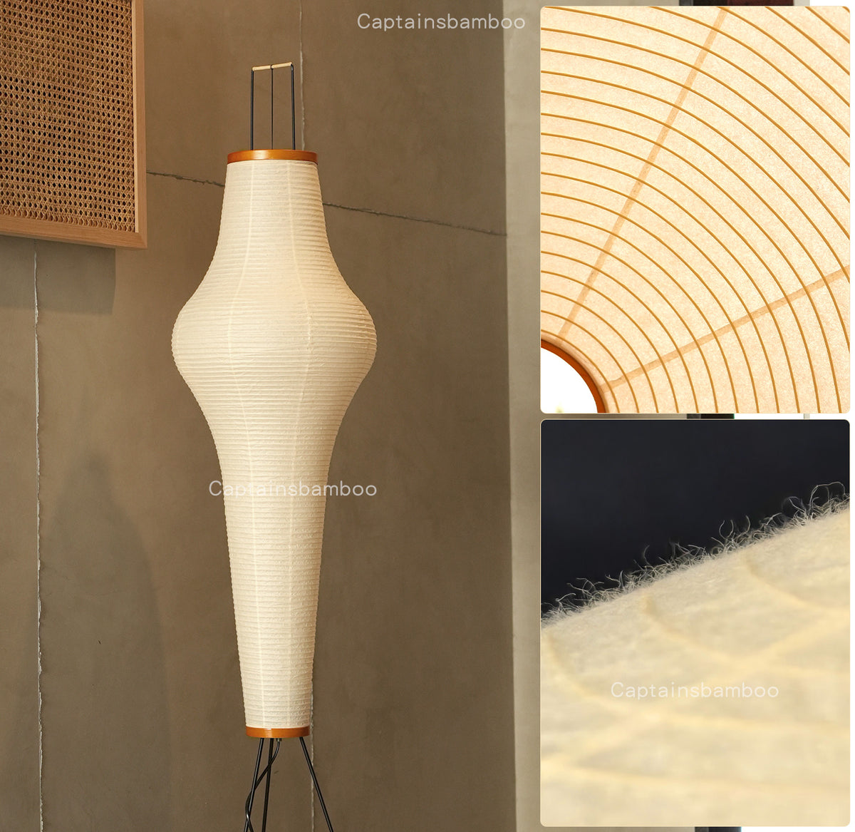 Noguchi Style Akari 14A Floor Lamp-Large Washi Light Sculpture