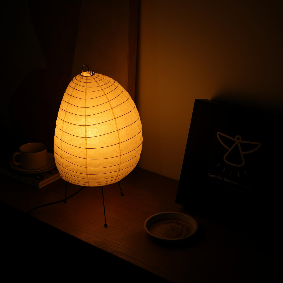 Noguchi Inspired Akari 1N Table Lamp | Handcrafted Washi Paper & Bamboo Light – Japandi Accent