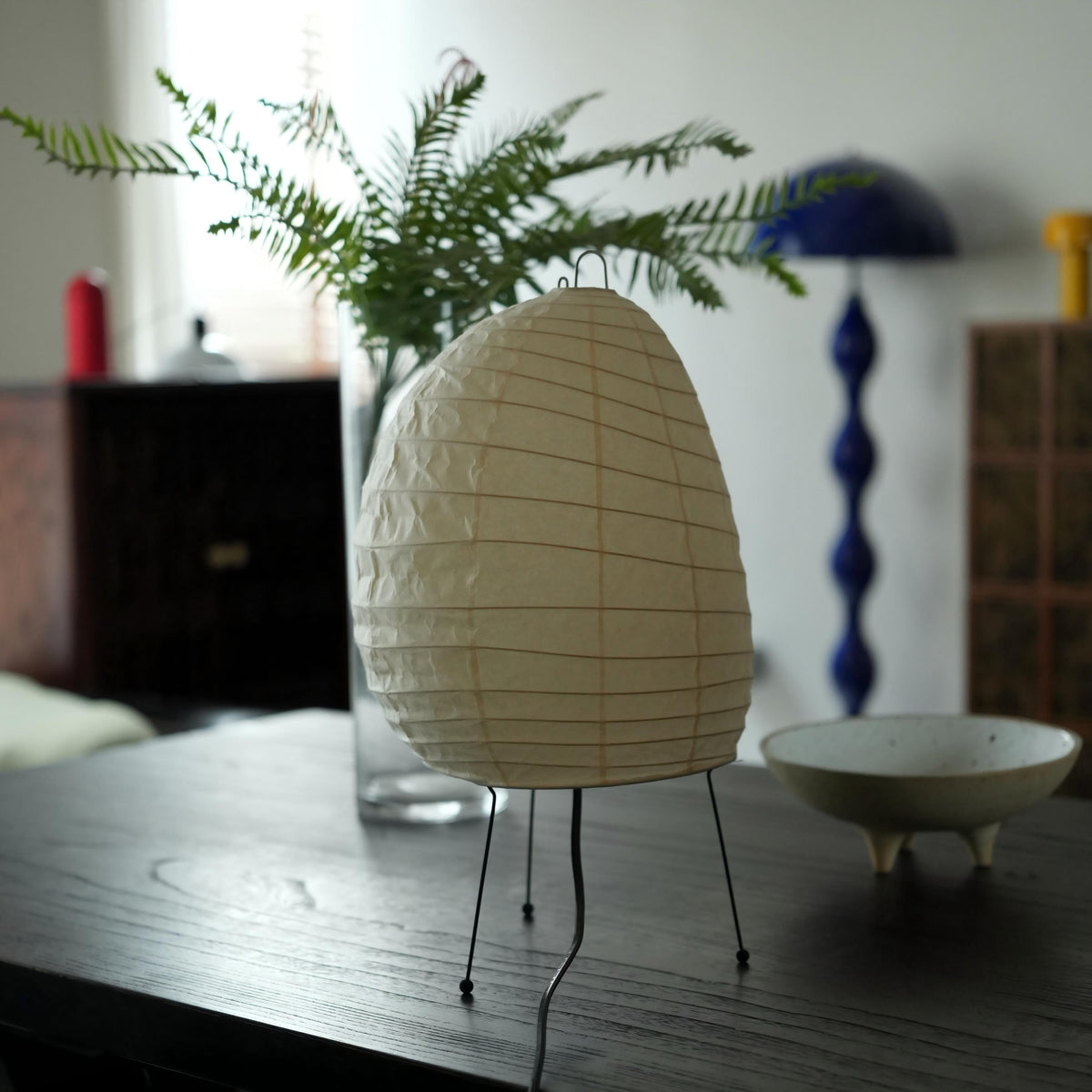 Noguchi Inspired Akari 1N Table Lamp | Handcrafted Washi Paper & Bamboo Light – Japandi Accent