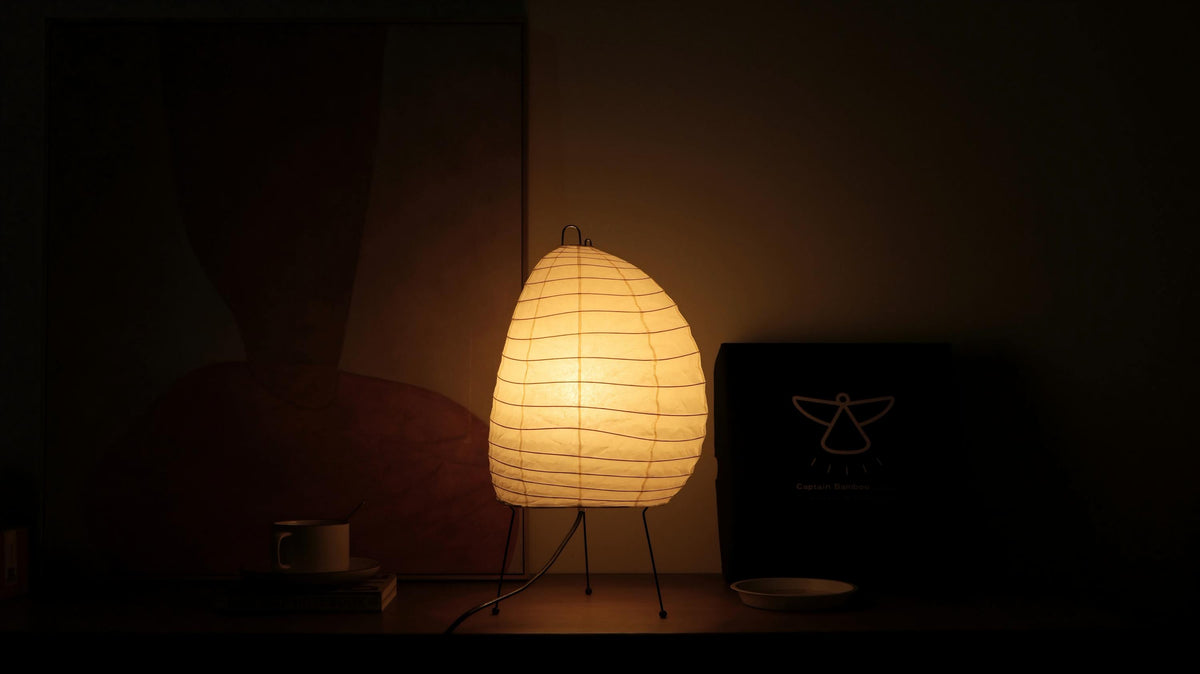 Noguchi Inspired Akari 1N Table Lamp | Handcrafted Washi Paper & Bamboo Light – Japandi Accent