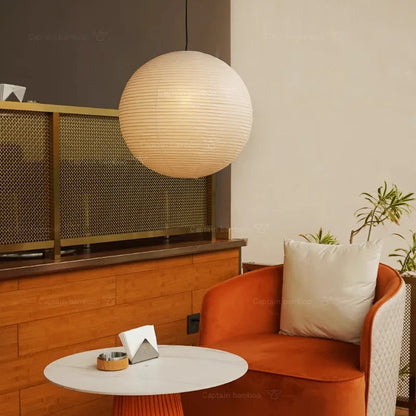 Noguchi-Style Pendant Light Akari 55A Washi Paper Lantern Ceiling Lamp - Captainsbamboo