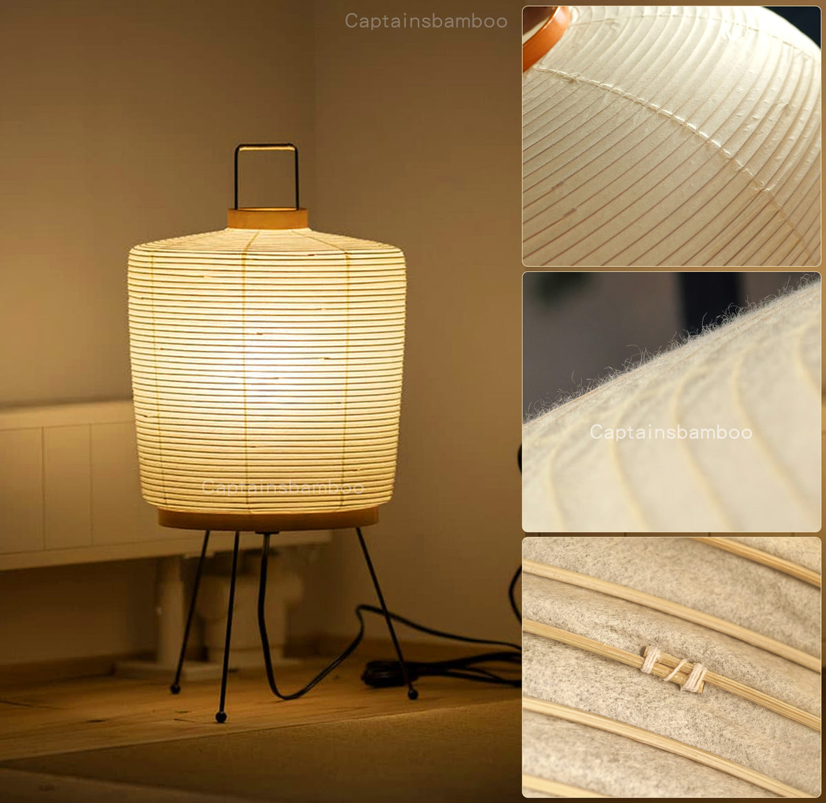 NOGUCHI AKARI 2A Paper Table Lamp — Washi & Bamboo Table Lamp