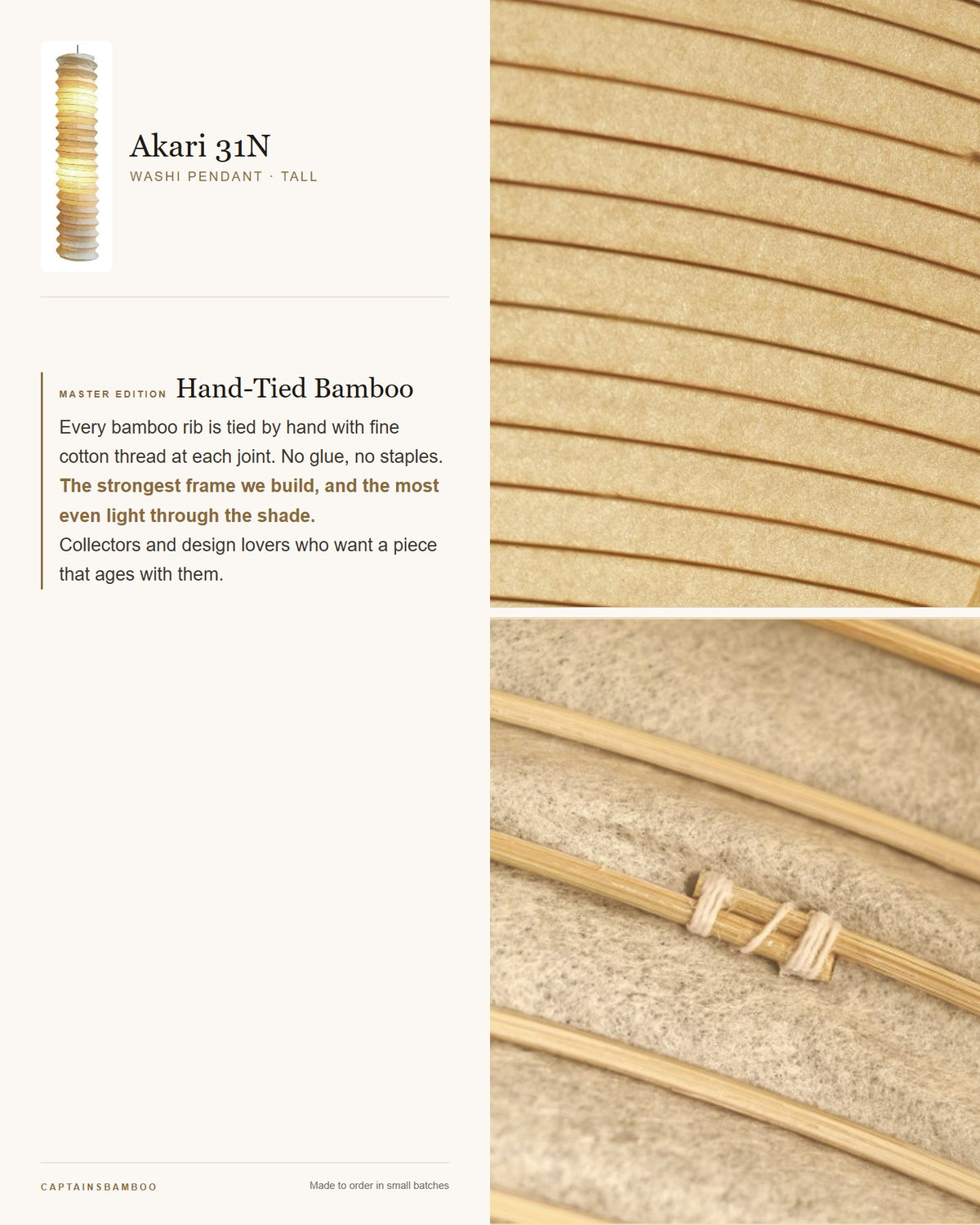 Akari 31N Washi Pendant — Dimensions W 13.3 in (33.7 cm) · H 64 in