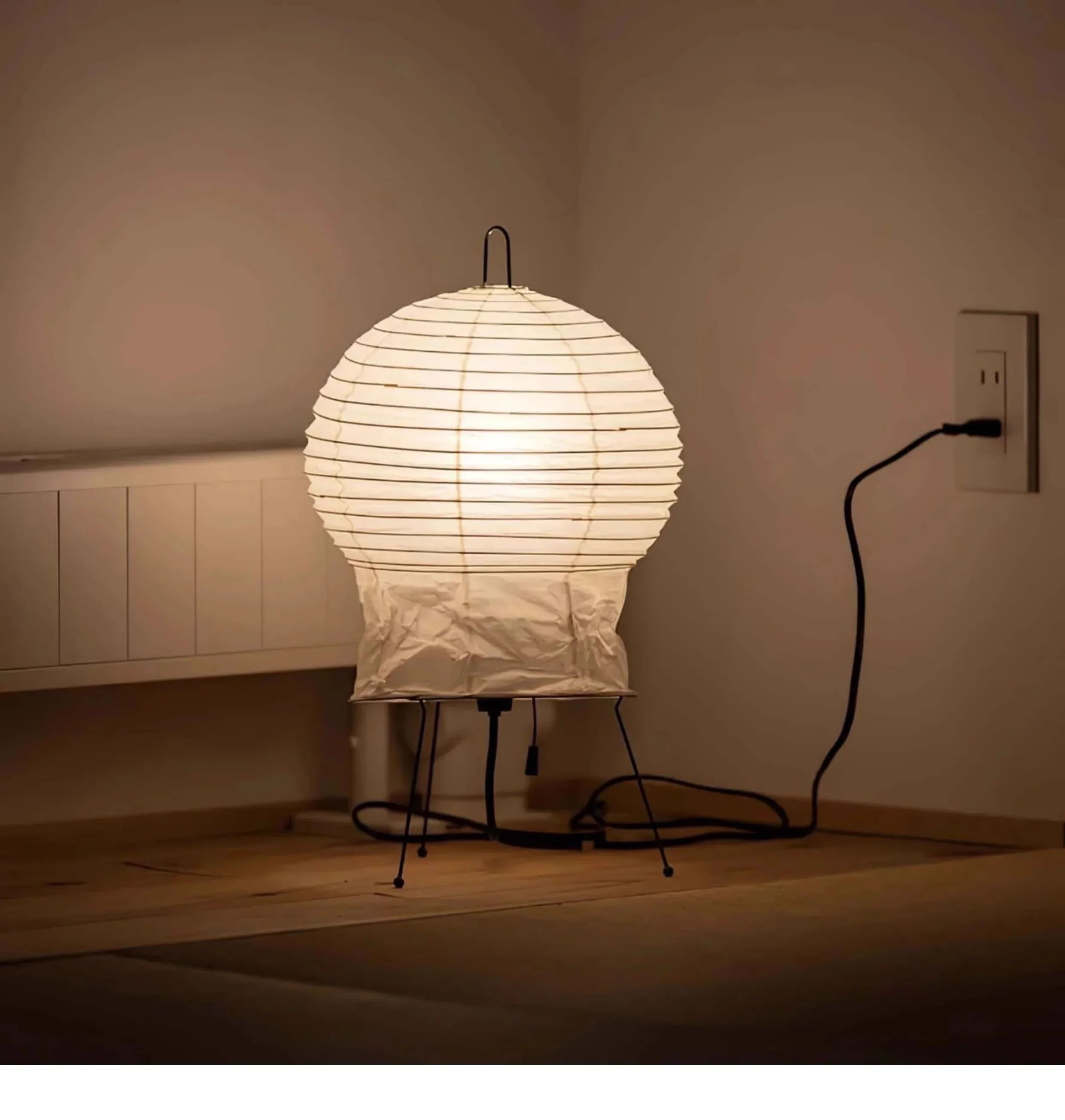 Bamboo Frame Handmade Washi Paper Lamp - Warm Glow Sculptural Light akari 2N - Captainsbamboo