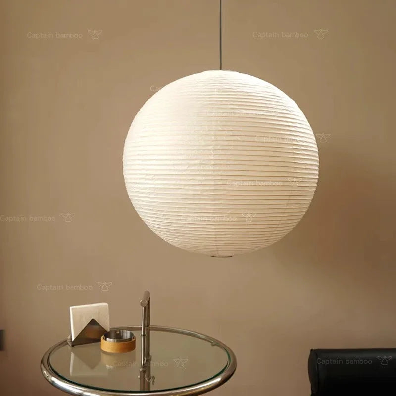 Noguchi-Style Pendant Light Akari 55A Washi Paper Lantern Ceiling Lamp - Captainsbamboo