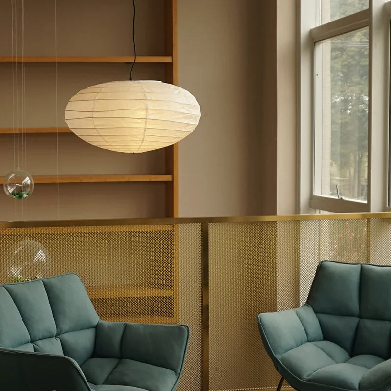 Wabi-Sabi Orb Light Akari Washi Paper Ceiling Lamp 50EN 70EN 95EN - Captainsbamboo