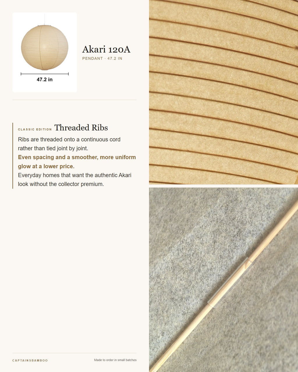 Akari 55A Washi Pendant — Ø 47.2 in (120 cm) / Classic Edition