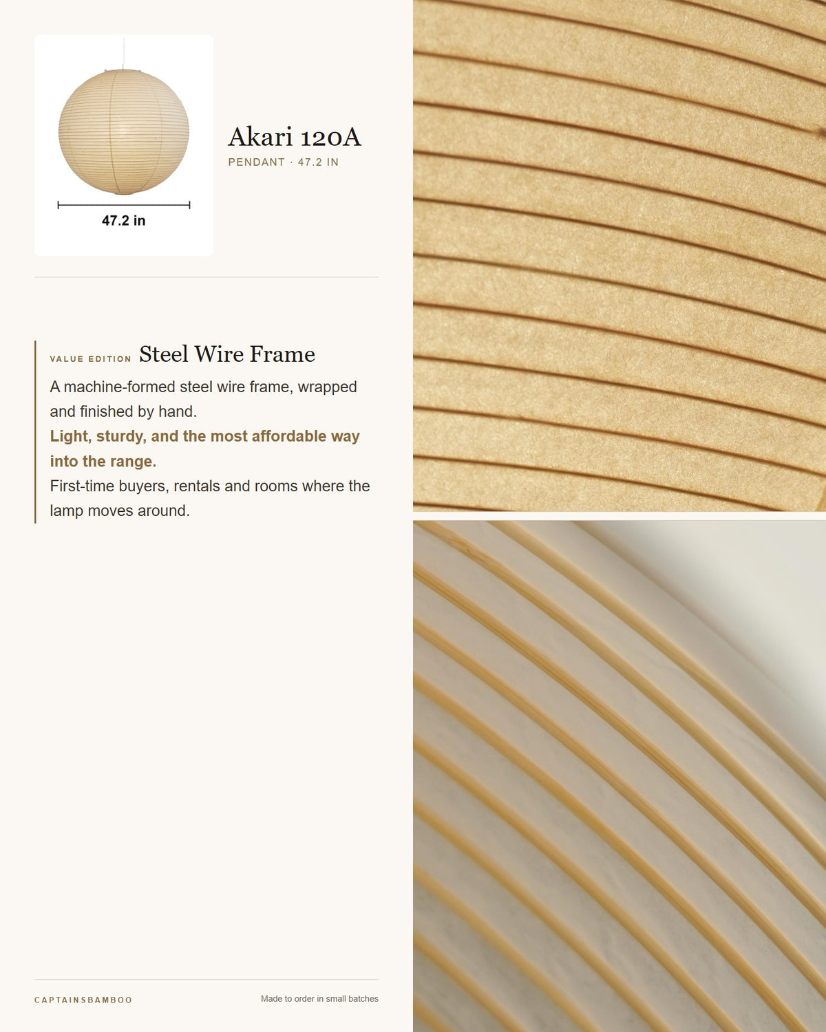 Akari 55A Washi Pendant — Ø 47.2 in (120 cm) / Value edition