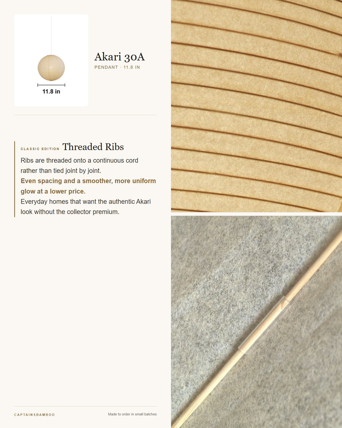 Akari 55A Washi Pendant — Ø 11.8 in (30 cm) / Classic Edition