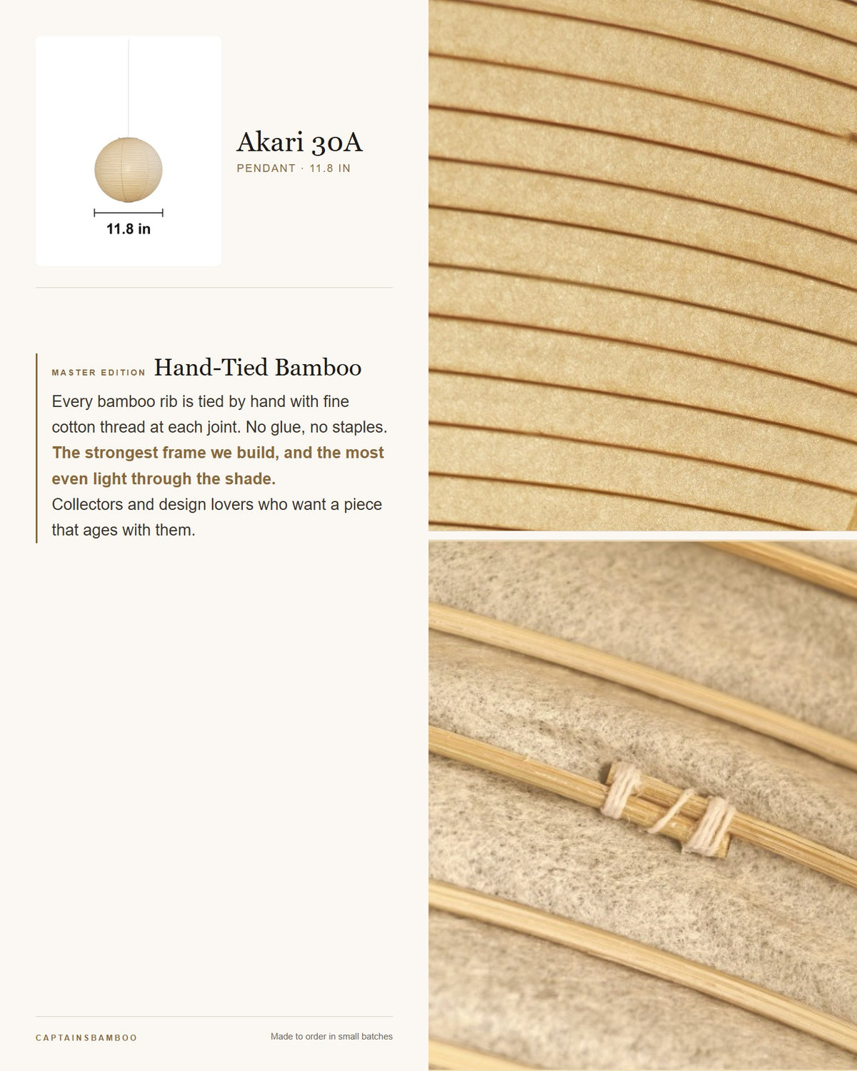 Akari 55A Washi Pendant — Ø 11.8 in (30 cm) / Master Edition (Hand