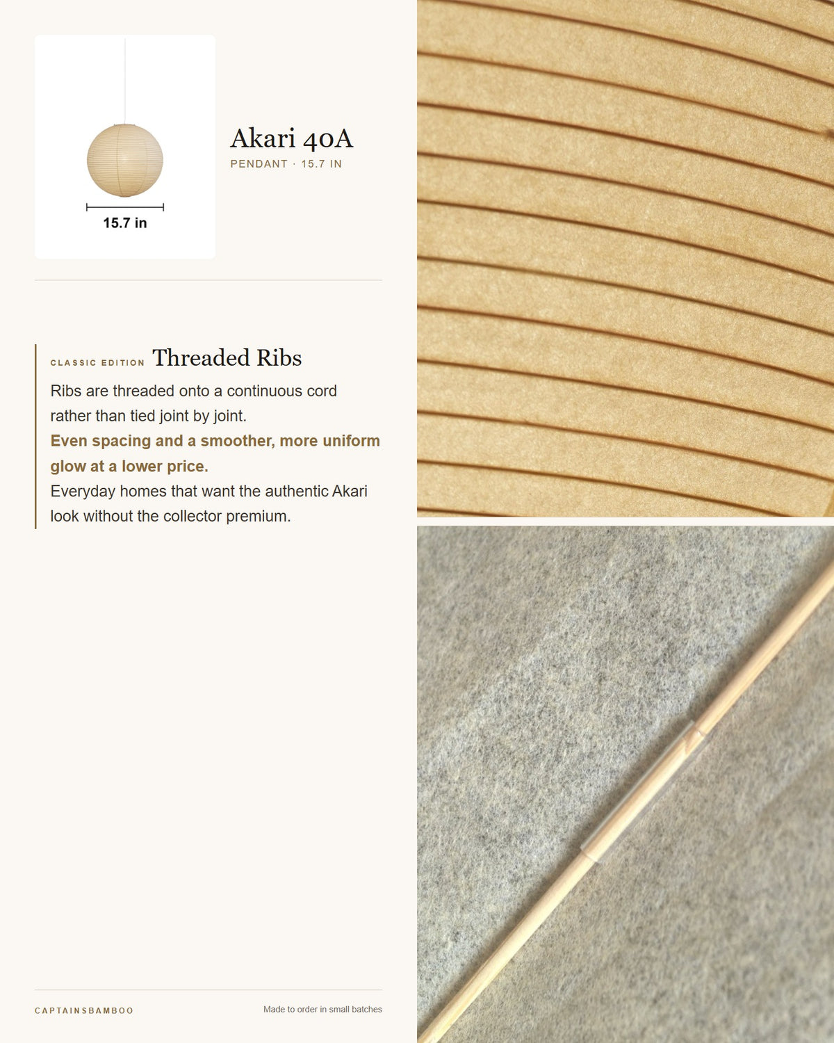 Akari 55A Washi Pendant — Ø 15.7 in (40 cm) / Classic Edition