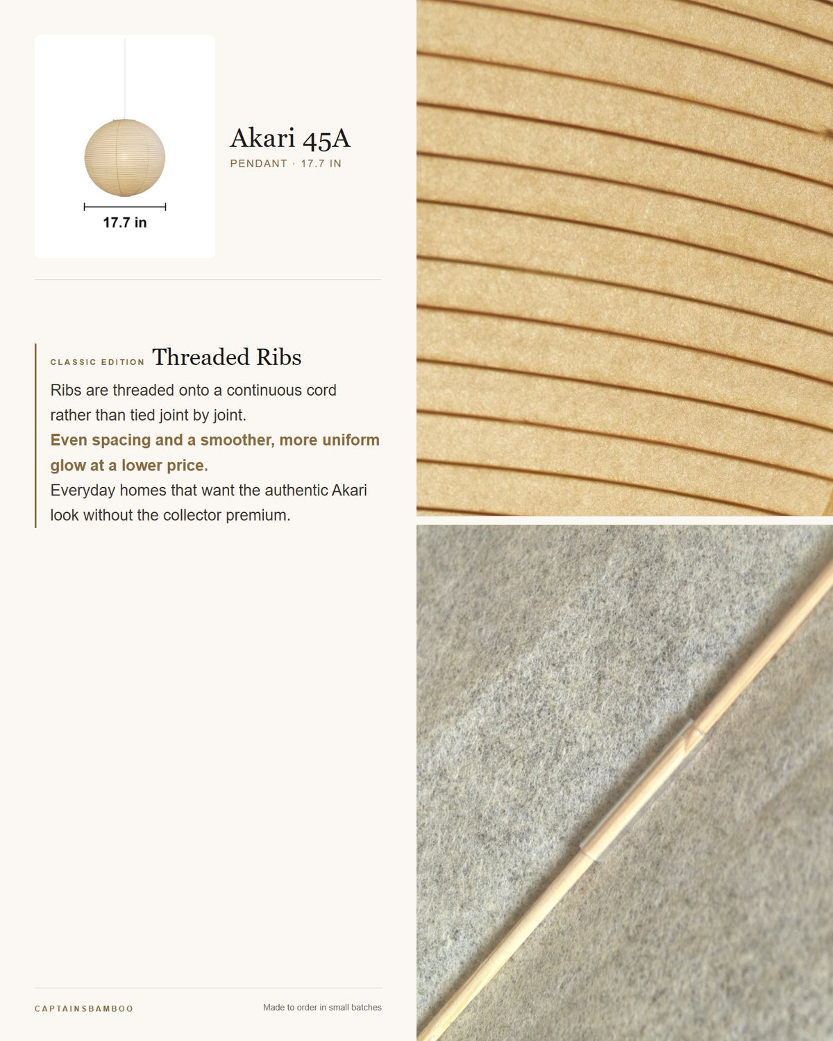 Akari 55A Washi Pendant — Ø 17.7 in (45 cm) / Classic Edition
