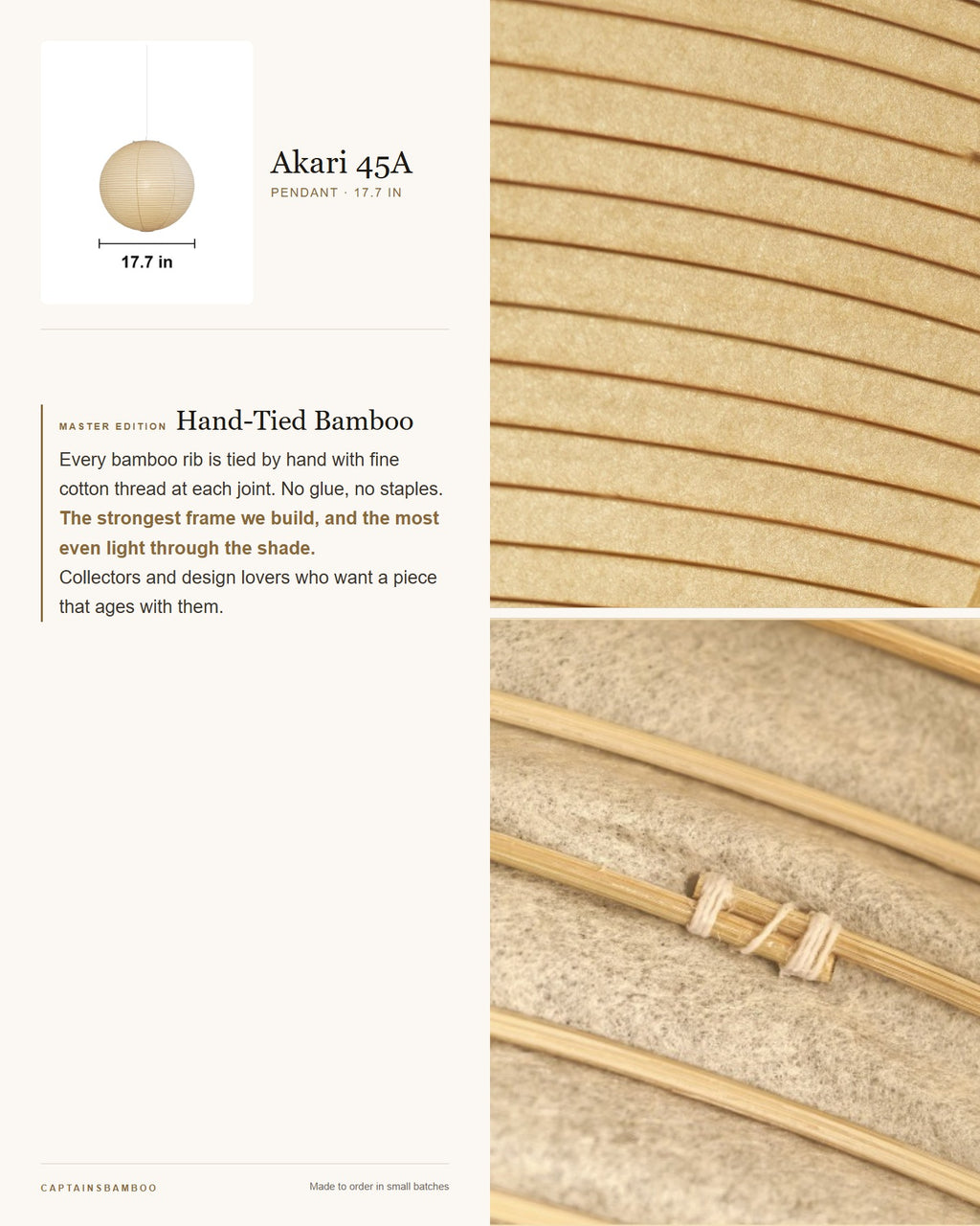 Akari 55A Washi Pendant — Ø 17.7 in (45 cm) / Master Edition (Hand