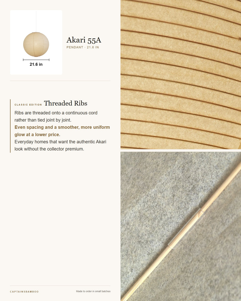 Akari 55A Washi Pendant — Ø 21.6 in (55 cm) / Classic Edition