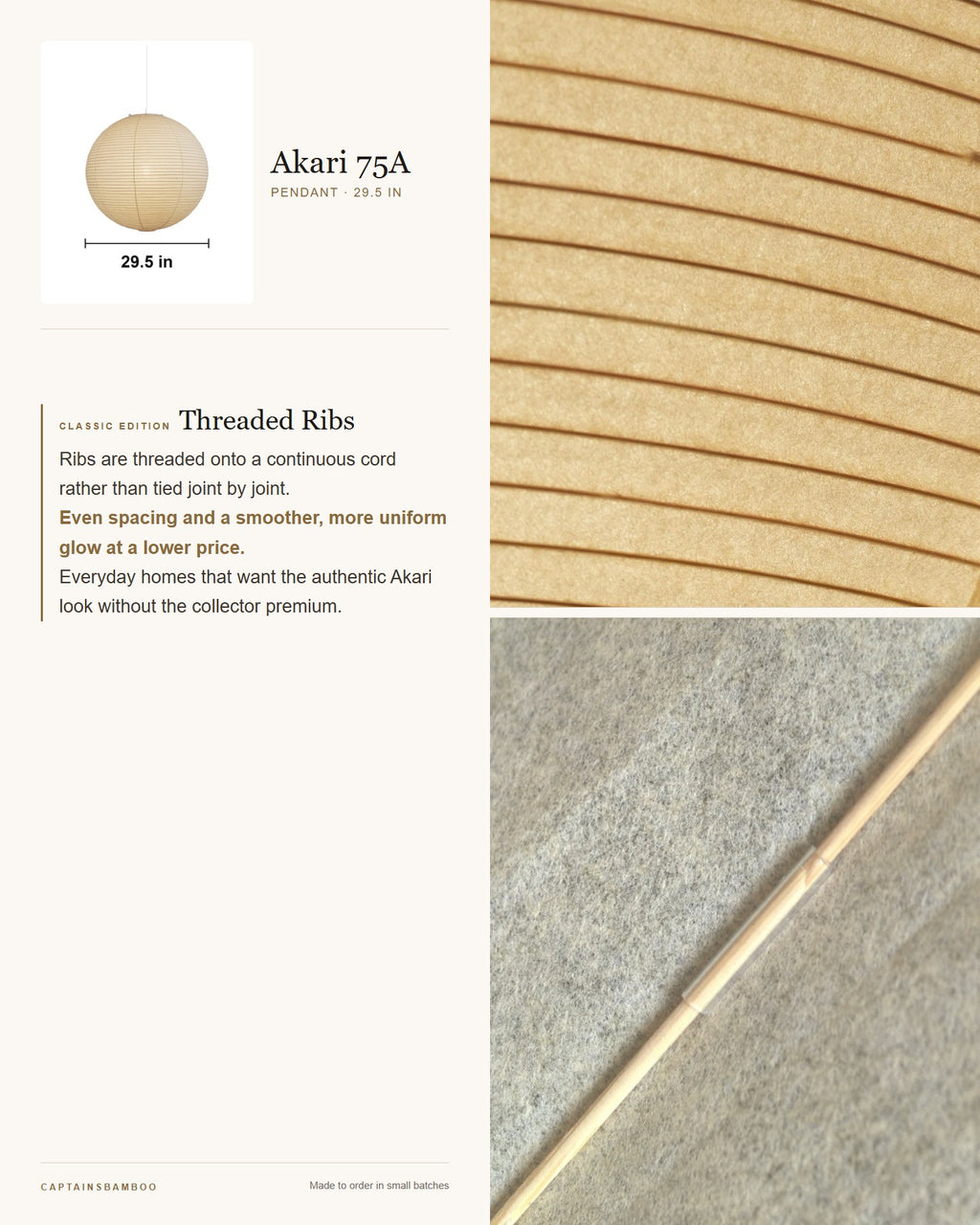 Akari 55A Washi Pendant — Ø 29.5 in (75 cm) / Classic Edition