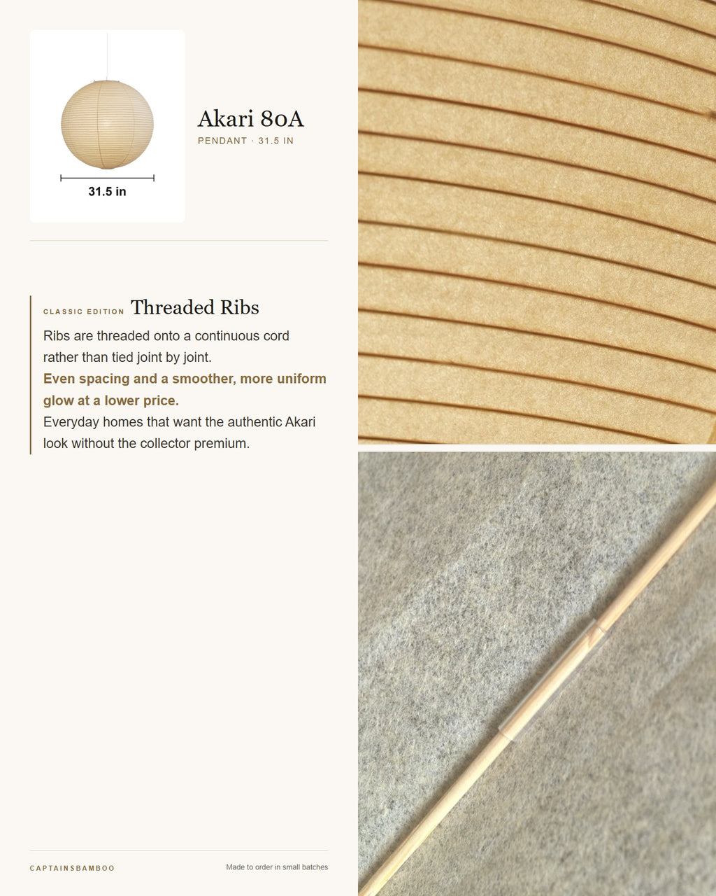 Akari 55A Washi Pendant — Ø 31.5 in (80 cm) / Classic Edition