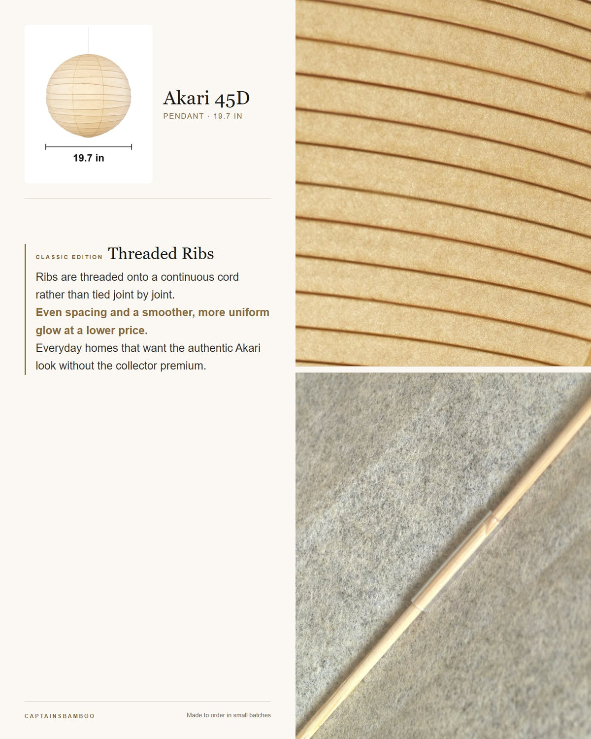 Akari 55D–100D Washi Pendant — akari 45D/Diameter 19.7in / Classic Edit