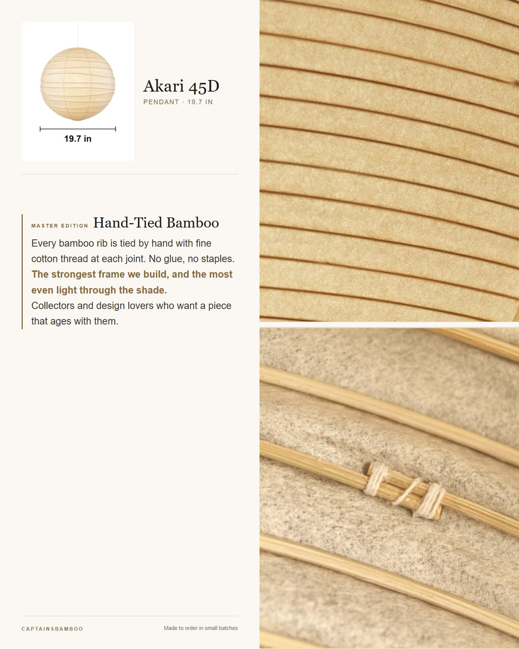 Akari 55D–100D Washi Pendant — akari 45D/Diameter 19.7in / Master Editi