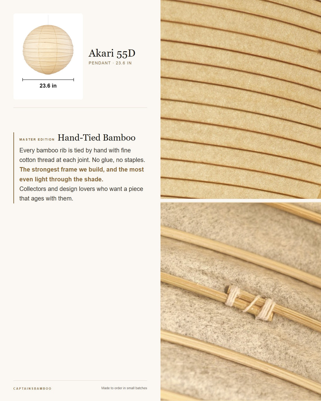 Akari 55D–100D Washi Pendant — akari 55D/Diameter 23.6in / Master Editi