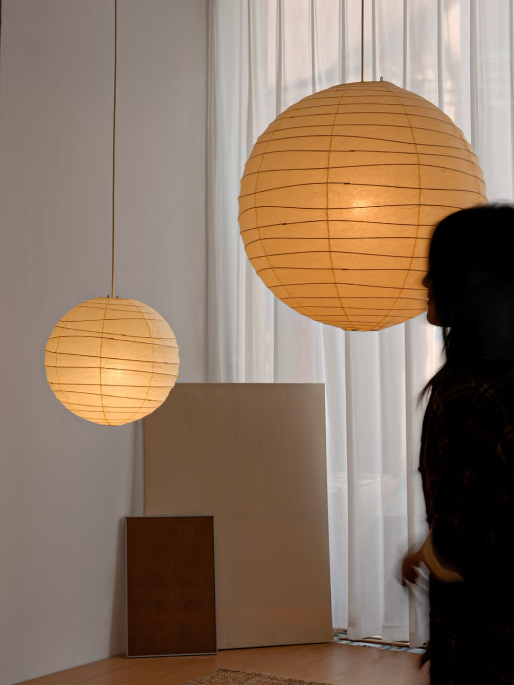 Noguchi Inspired Akari 55D Paper Pendant Light | Handcrafted Ceiling Lamp akari 100D