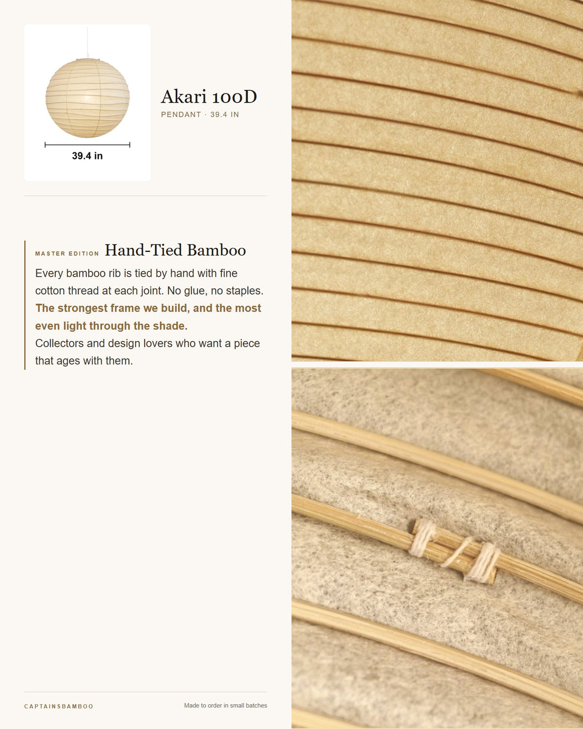 Akari 75D–120D Washi Pendant — akari 100D/ Diameter 39.4in / Master Edi