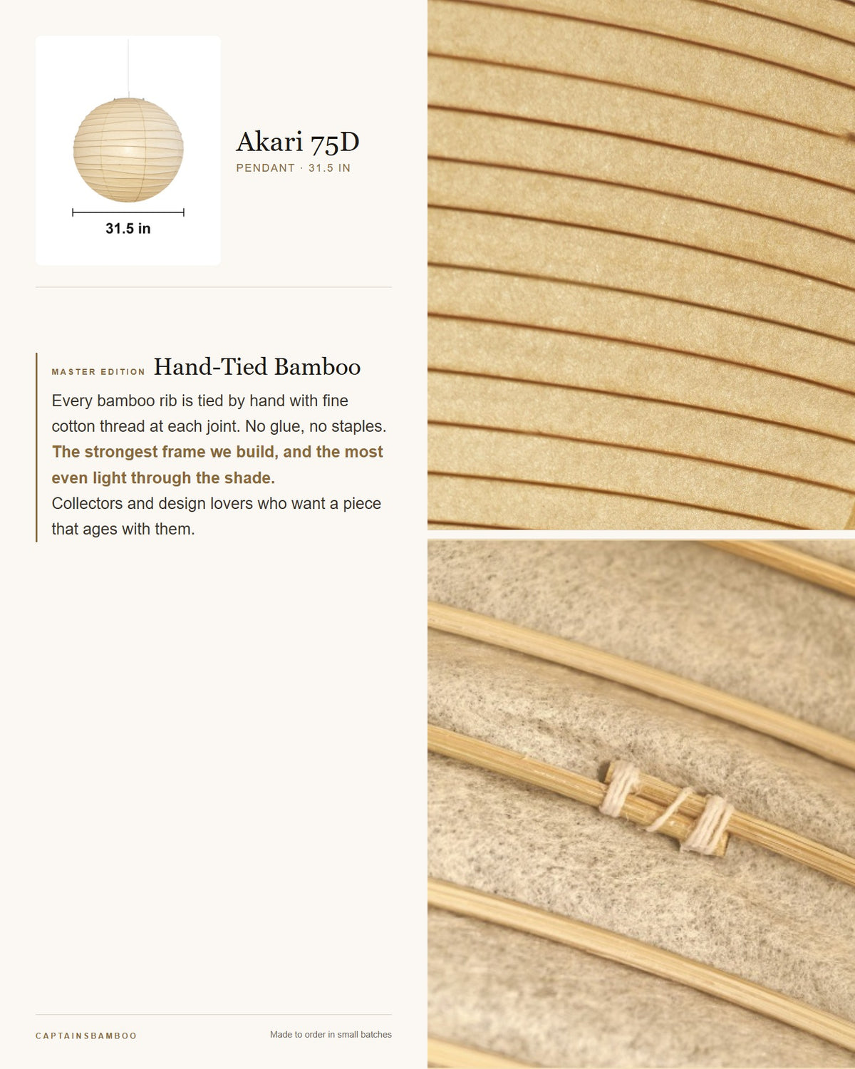 Akari 75D–120D Washi Pendant — akari 75D/Diameter 31.5in / Master Editi