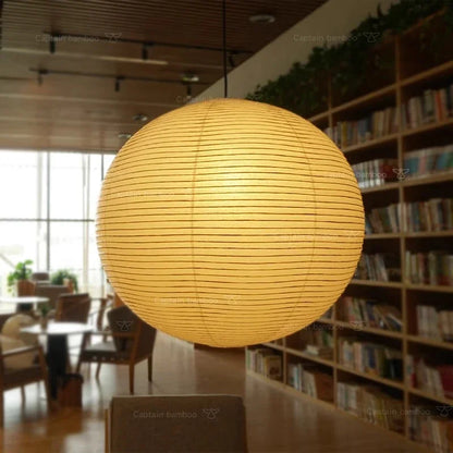 Noguchi-Style Pendant Light Akari 55A Washi Paper Lantern Ceiling Lamp - Captainsbamboo