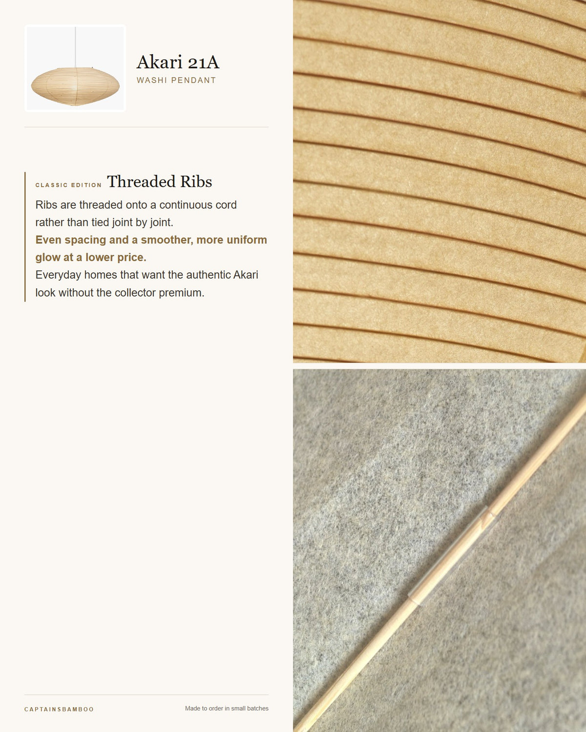 Akari 21A–15A Washi Pendant — AKARI 21A — Ø 25.3 in × H 10.8 in (64 × 