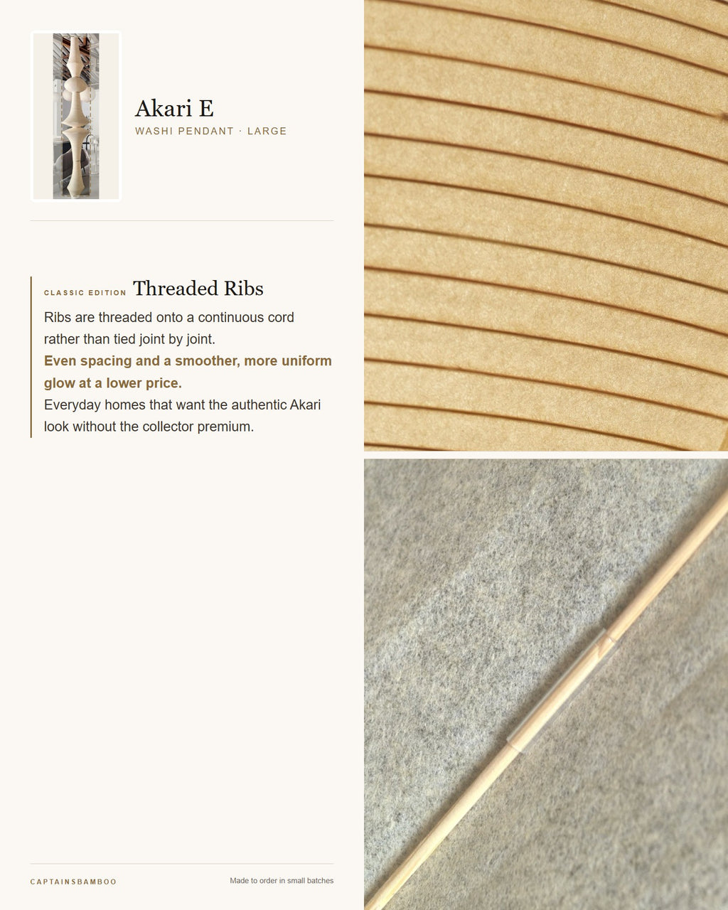 Akari E Washi Pendant — Large: Dimensions L: 20.8 in (53 cm), H: