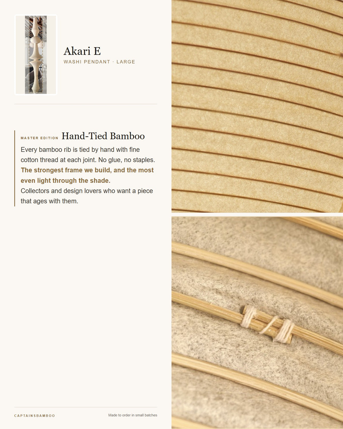 Akari E Washi Pendant — Large: Dimensions L: 20.8 in (53 cm), H: