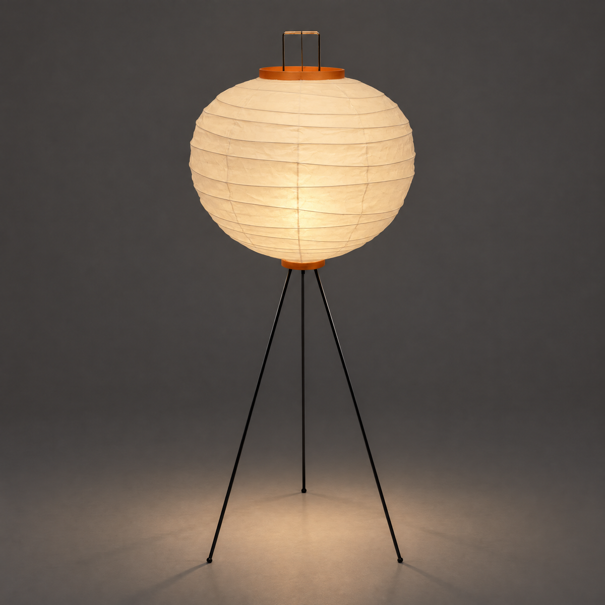 Akari 10D Floor Lamp Replica — Handcrafted Spherical Washi Light Sculpture