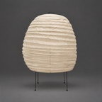 Akari 20N Floor Lamp — unlit washi shade on slim black legs, front view on gray backdrop — Captains Bamboo