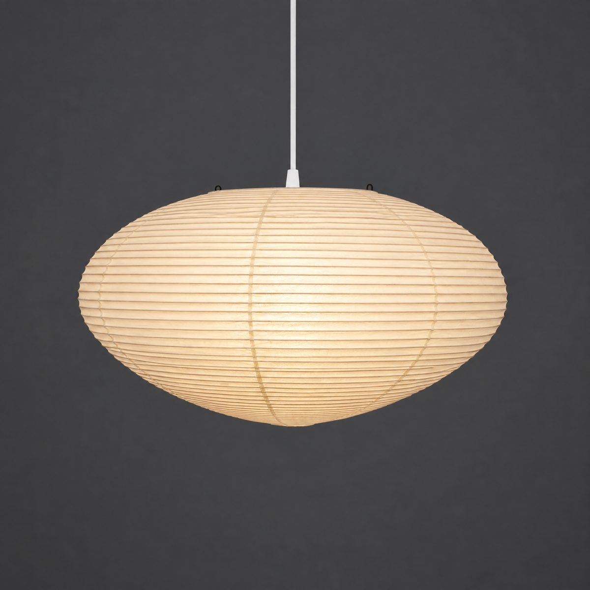 Akari 26A Washi Pendant — Wide Flat Saucer, 17.5" × 9.8"