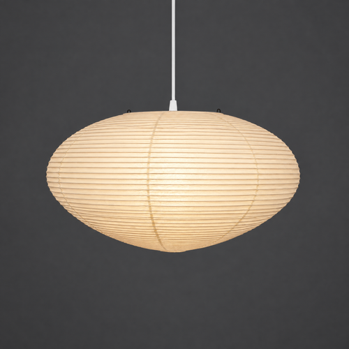 Akari 26A Washi Pendant — Wide Flat Saucer, 17.5" × 9.8"
