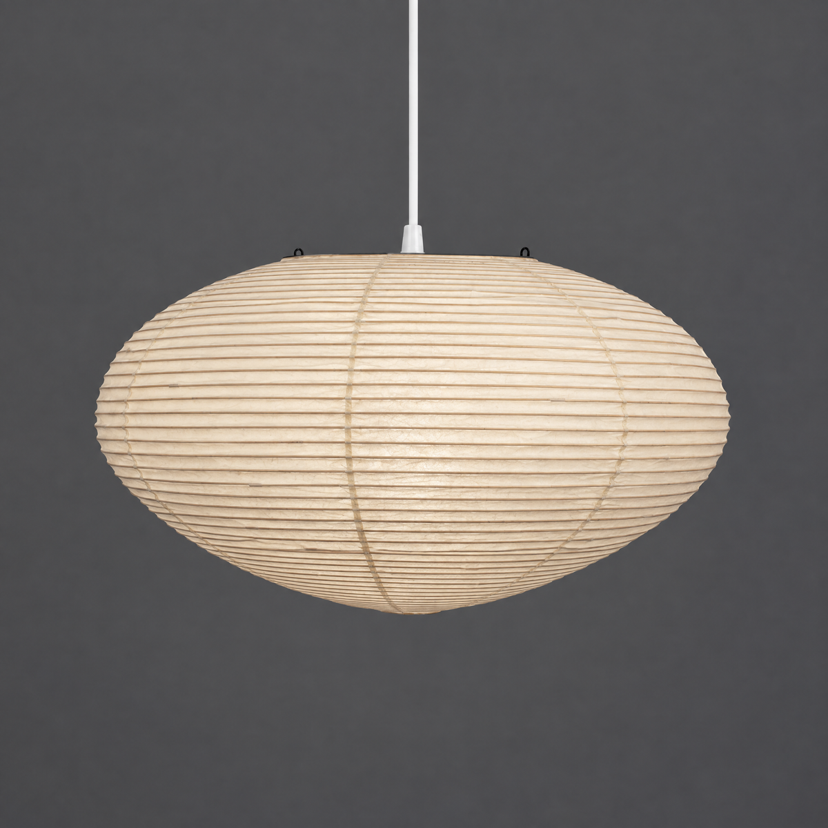 Akari 26A Washi Pendant — Wide Flat Saucer, 17.5" × 9.8"