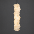 Akari 33N Paper Ceiling Lamp — lit wrinkled paper shade glowing warm on a dark gray studio background — Captains Bamboo