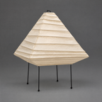 Akari 5X Floor Lamp — unlit pentagon washi shade on four thin legs, gray studio backdrop — Captains Bamboo