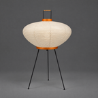 Akari 9A Tripod Floor Lamp — unlit wide shade on three black wire legs, dark grey studio backdrop — Captains Bamboo