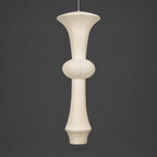 Akari H Paper Ceiling Lamp — unlit washi shade on a gray studio backdrop, full flared-top silhouette — Captains Bamboo